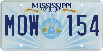 MS license plate MOW154