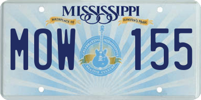 MS license plate MOW155