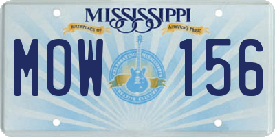 MS license plate MOW156