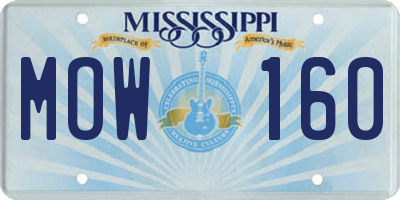MS license plate MOW160