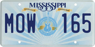 MS license plate MOW165