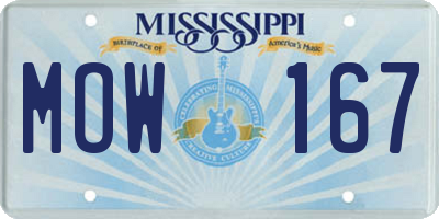 MS license plate MOW167