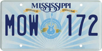 MS license plate MOW172