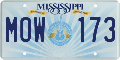 MS license plate MOW173