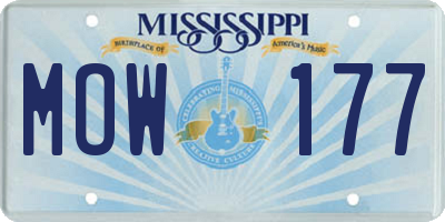 MS license plate MOW177