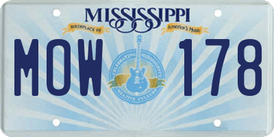 MS license plate MOW178