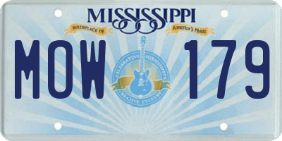 MS license plate MOW179