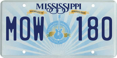 MS license plate MOW180
