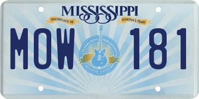 MS license plate MOW181