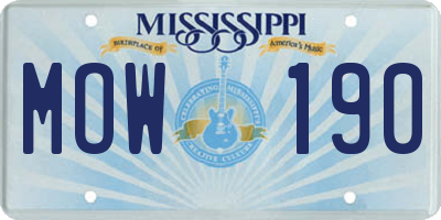 MS license plate MOW190