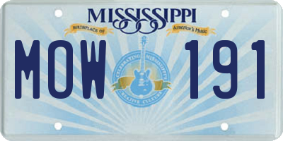 MS license plate MOW191