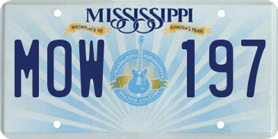 MS license plate MOW197