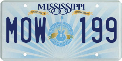 MS license plate MOW199