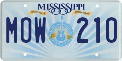 MS license plate MOW210