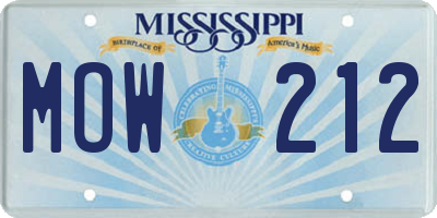 MS license plate MOW212