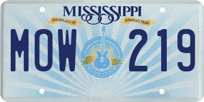 MS license plate MOW219