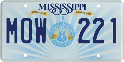MS license plate MOW221