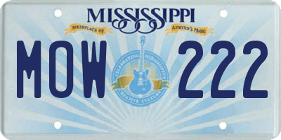 MS license plate MOW222