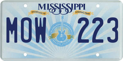 MS license plate MOW223