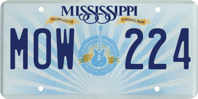 MS license plate MOW224