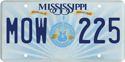 MS license plate MOW225