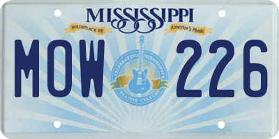 MS license plate MOW226