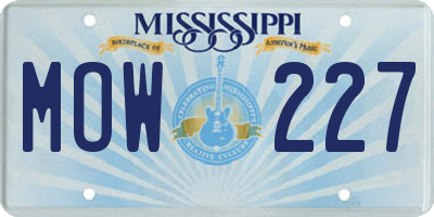 MS license plate MOW227
