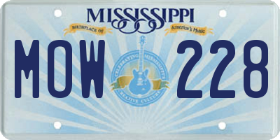 MS license plate MOW228