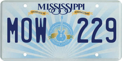 MS license plate MOW229