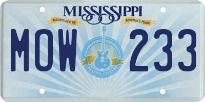 MS license plate MOW233