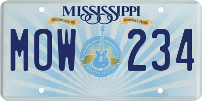 MS license plate MOW234