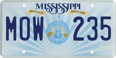 MS license plate MOW235