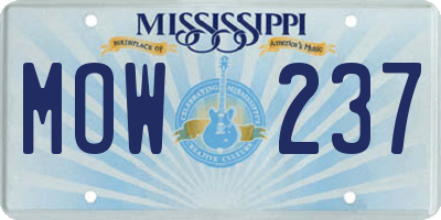 MS license plate MOW237