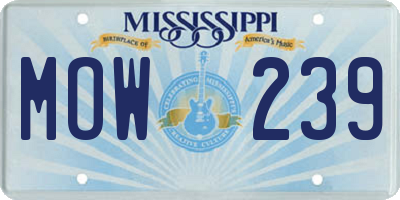 MS license plate MOW239