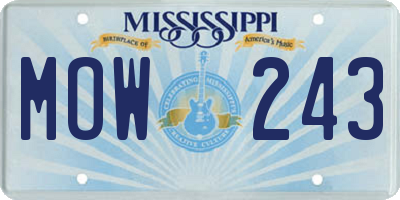 MS license plate MOW243