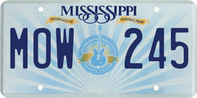 MS license plate MOW245