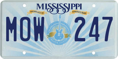 MS license plate MOW247