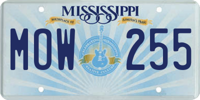 MS license plate MOW255