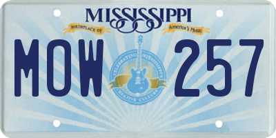 MS license plate MOW257