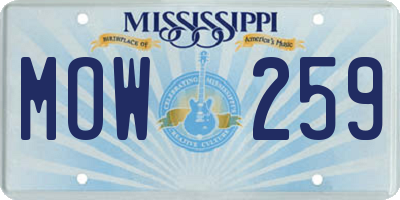 MS license plate MOW259