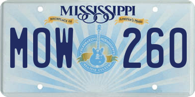 MS license plate MOW260