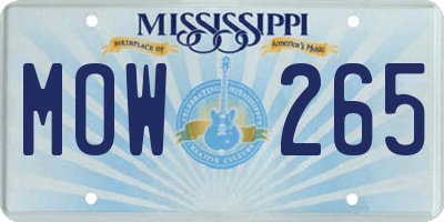 MS license plate MOW265