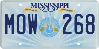 MS license plate MOW268