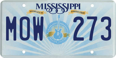 MS license plate MOW273