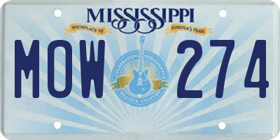 MS license plate MOW274