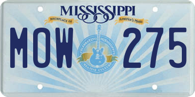 MS license plate MOW275