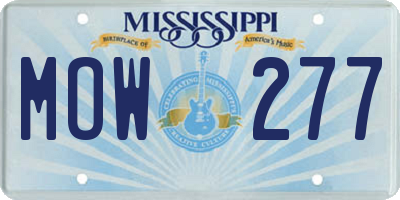 MS license plate MOW277