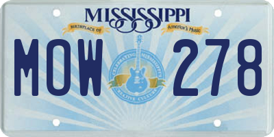 MS license plate MOW278