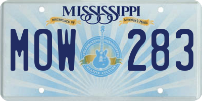 MS license plate MOW283