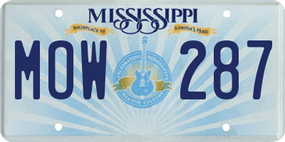MS license plate MOW287